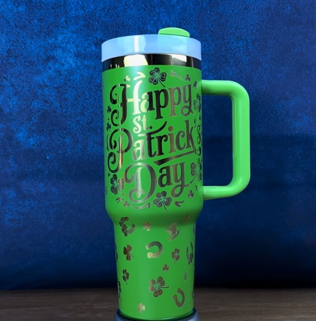 Green mug celebrating St. Patrick's Day