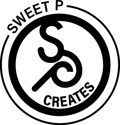A black and white logo of sweet p. Creates