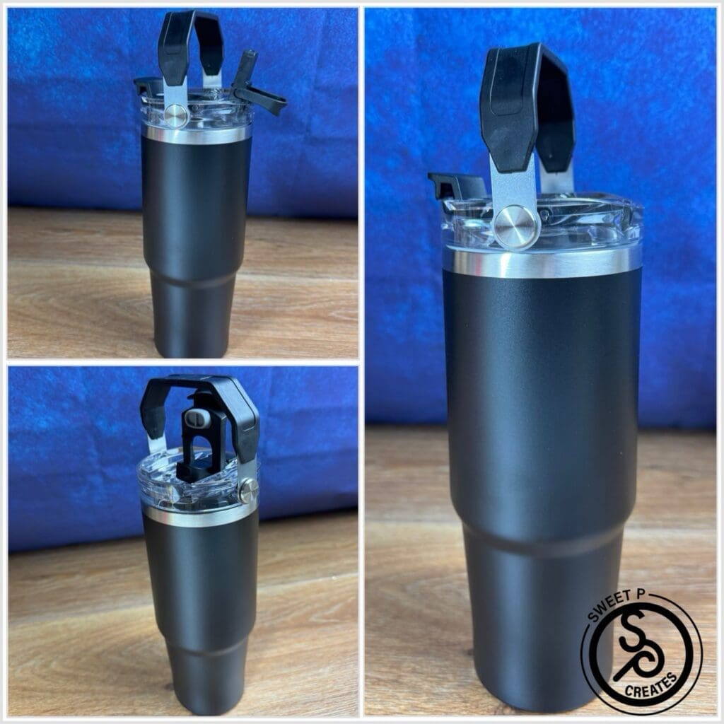 Black Cup with Flip Up Straw